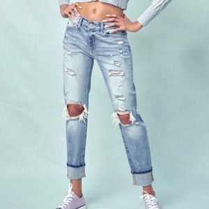 NWT Boutique KanCan Distressed Boyfriend Jeans Light Wash Sizes 24-30 Waist